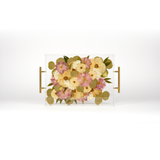 Pressed Flower Resin Serving Tray with Handles | 12x16