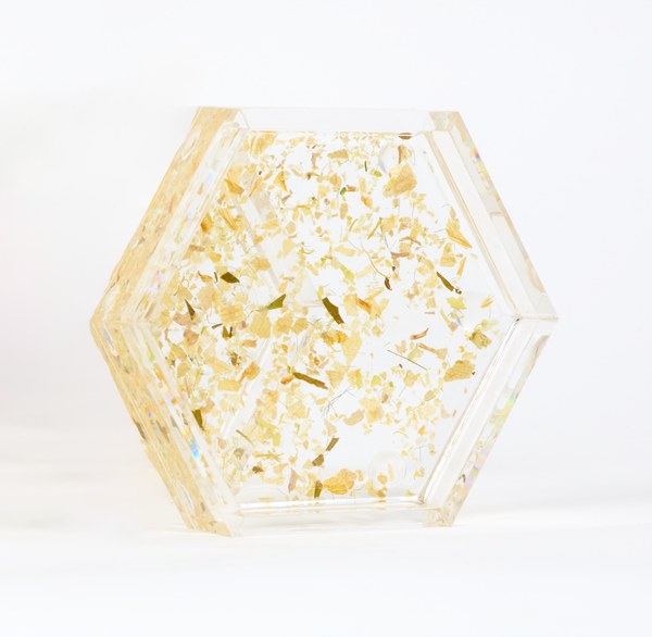 Dried Petal Confetti Resin Ring Dish | 4x4