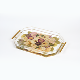 Pressed Flower Resin Serving Tray with Handles | 12x16