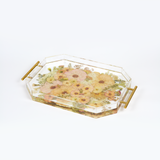 Pressed Flower Resin Serving Tray with Handles | 12x16