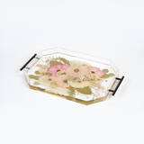 Pressed Flower Resin Serving Tray with Handles | 12x16