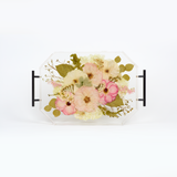 Pressed Flower Resin Serving Tray with Handles | 12x16