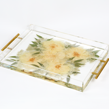 Pressed Flower Resin Serving Tray with Handles | 12x16