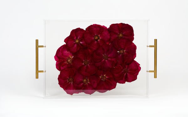 Pressed Flower Resin Serving Tray with Handles | 12x16