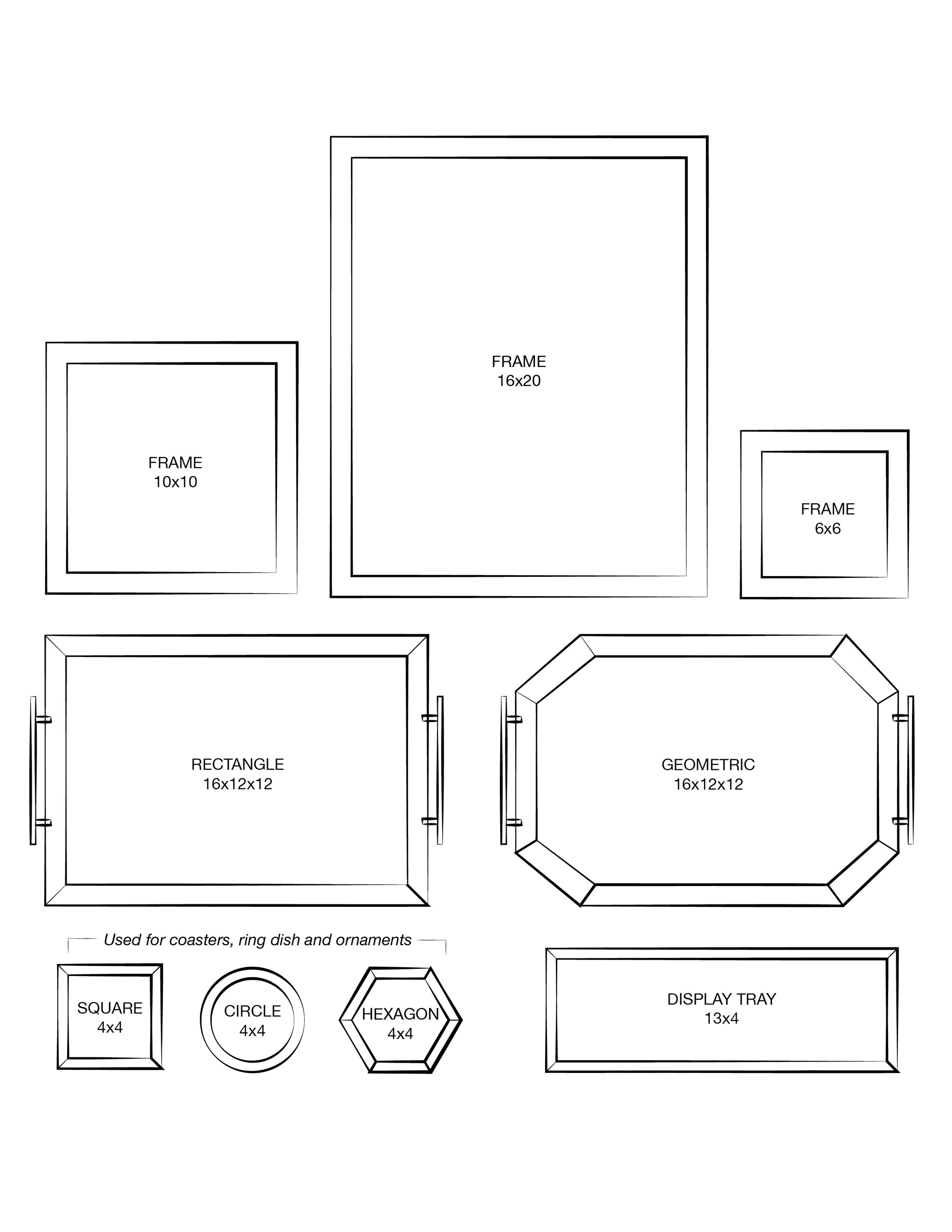 Element Preservation - product size guide - bouquet preservation, pressed flower art