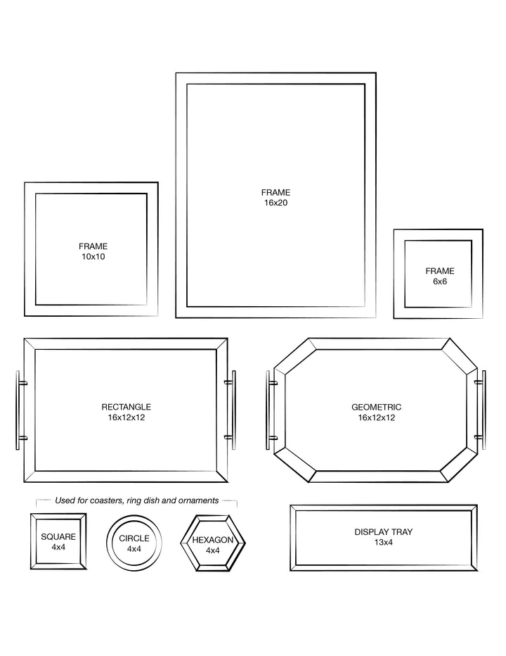 Element Preservation - product size guide - bouquet preservation, pressed flower art