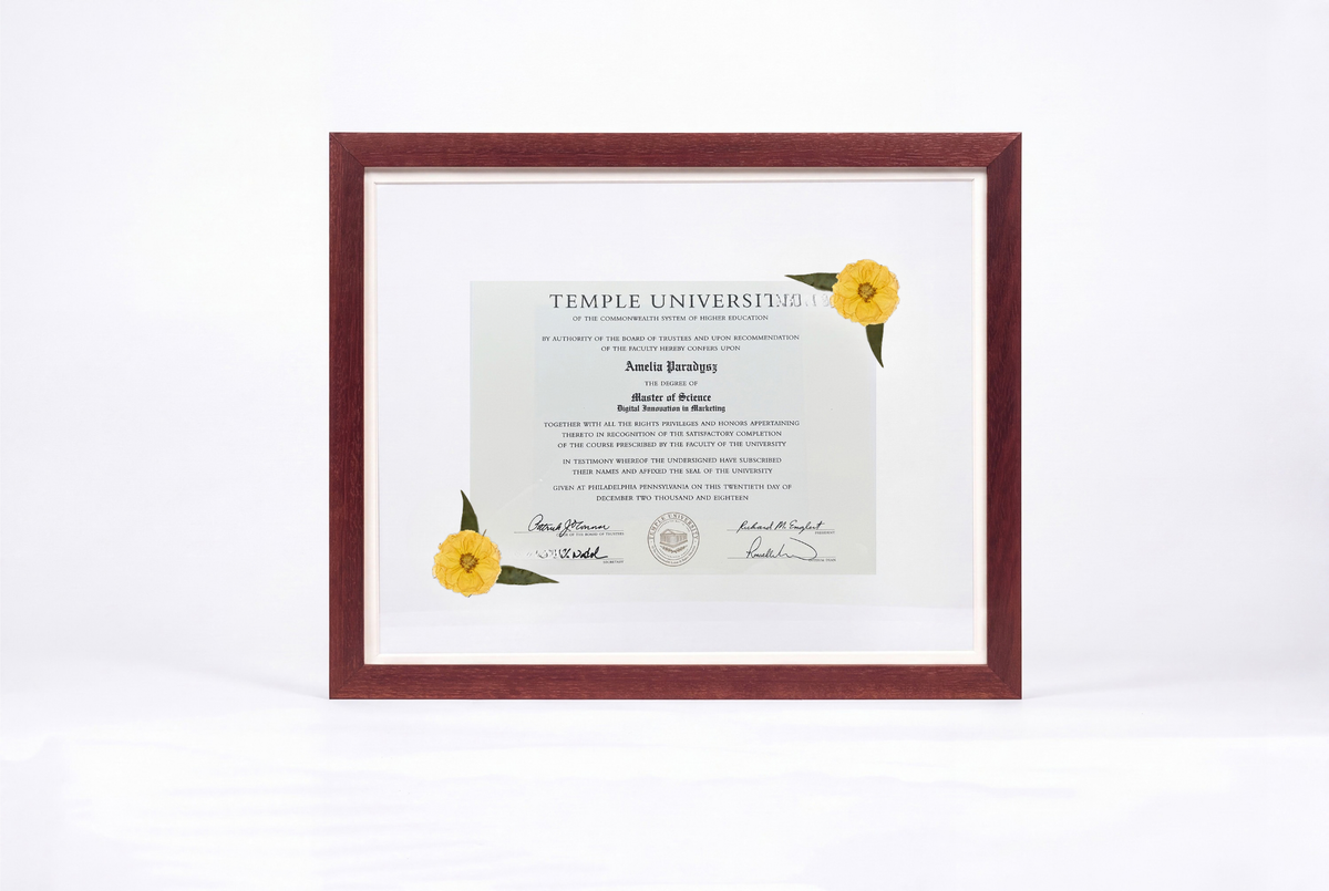 Pressed Flower Diploma Frame | 16x20 Graduation Keepsake