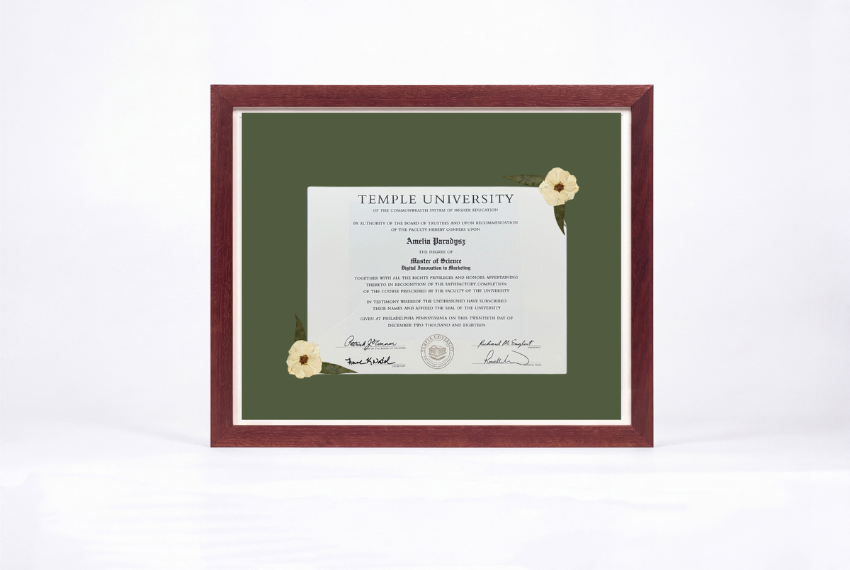 Pressed Flower Diploma Frame | 16x20 Graduation Keepsake