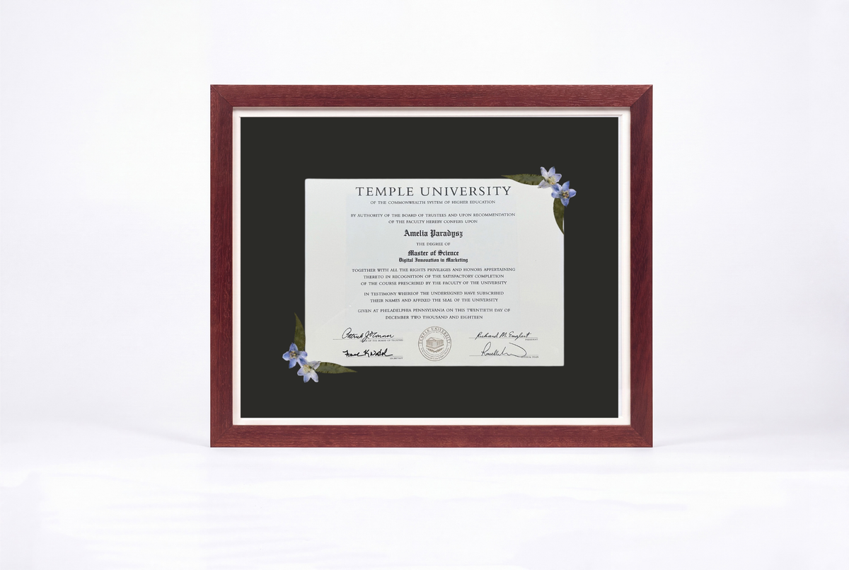 Pressed Flower Diploma Frame | 16x20 Graduation Keepsake
