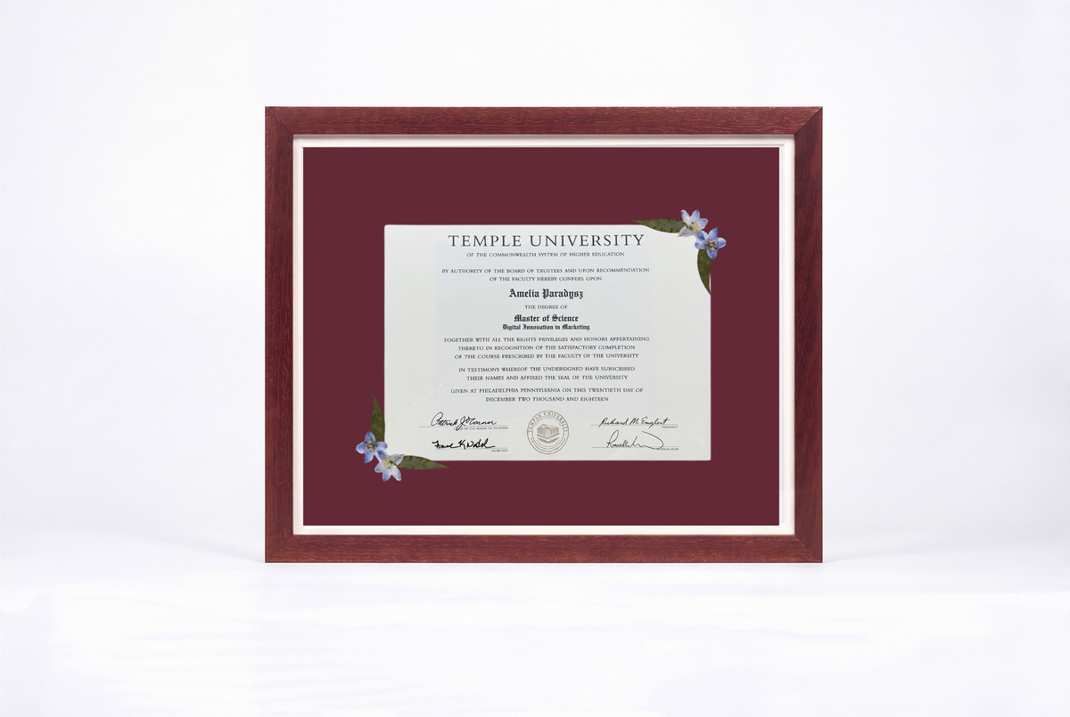 Pressed Flower Diploma Frame | 16x20 Graduation Keepsake