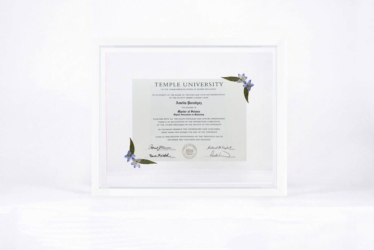 Pressed Flower Diploma Frame | 16x20 Graduation Keepsake