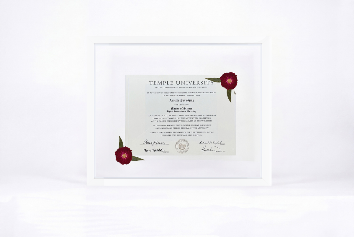 Pressed Flower Diploma Frame | 16x20 Graduation Keepsake