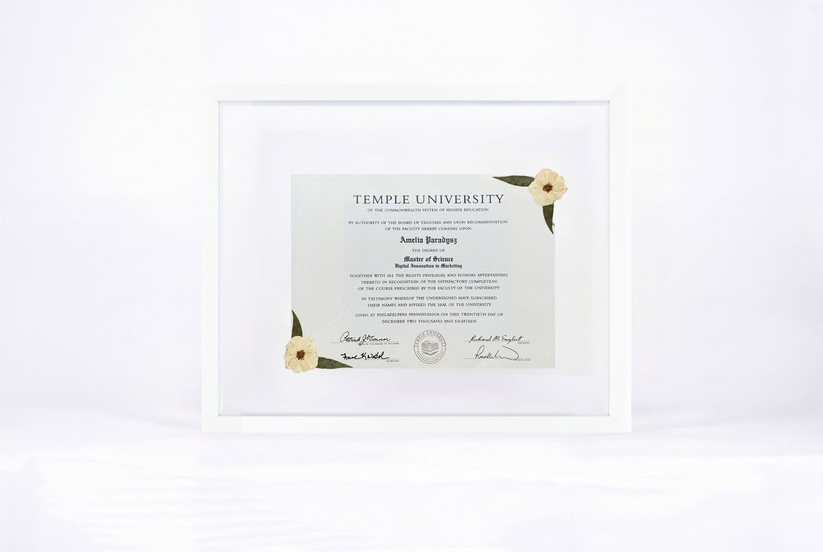 Pressed Flower Diploma Frame | 16x20 Graduation Keepsake