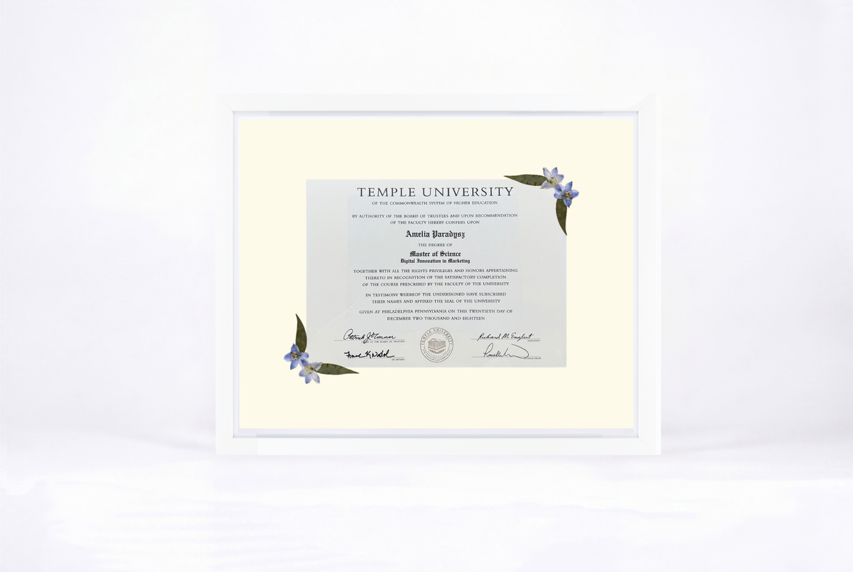 Pressed Flower Diploma Frame | 16x20 Graduation Keepsake