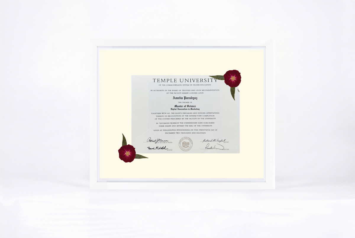 Pressed Flower Diploma Frame | 16x20 Graduation Keepsake