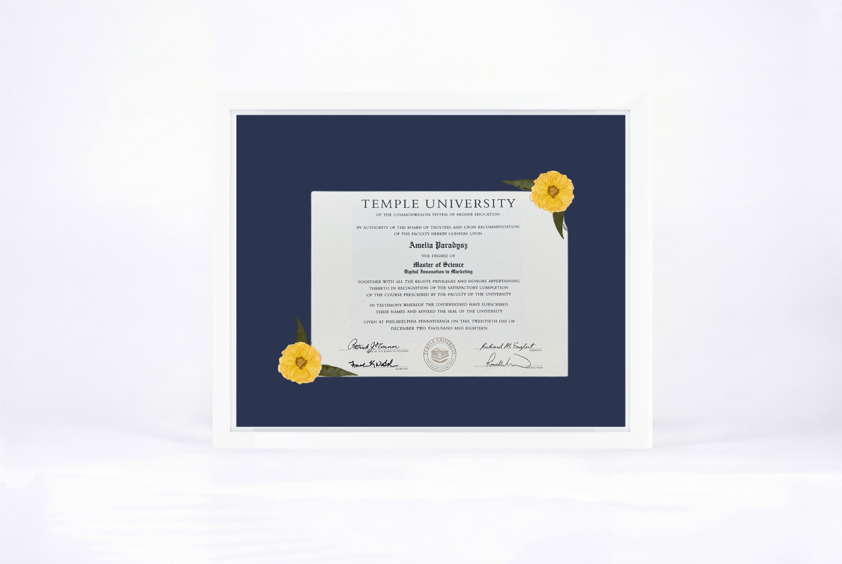 Pressed Flower Diploma Frame | 16x20 Graduation Keepsake