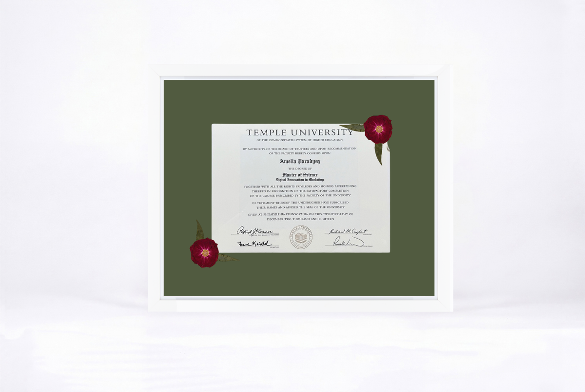 Pressed Flower Diploma Frame | 16x20 Graduation Keepsake