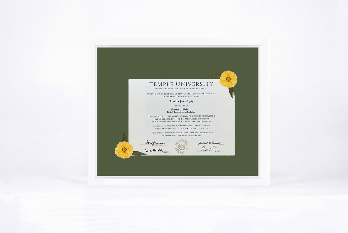 Pressed Flower Diploma Frame | 16x20 Graduation Keepsake