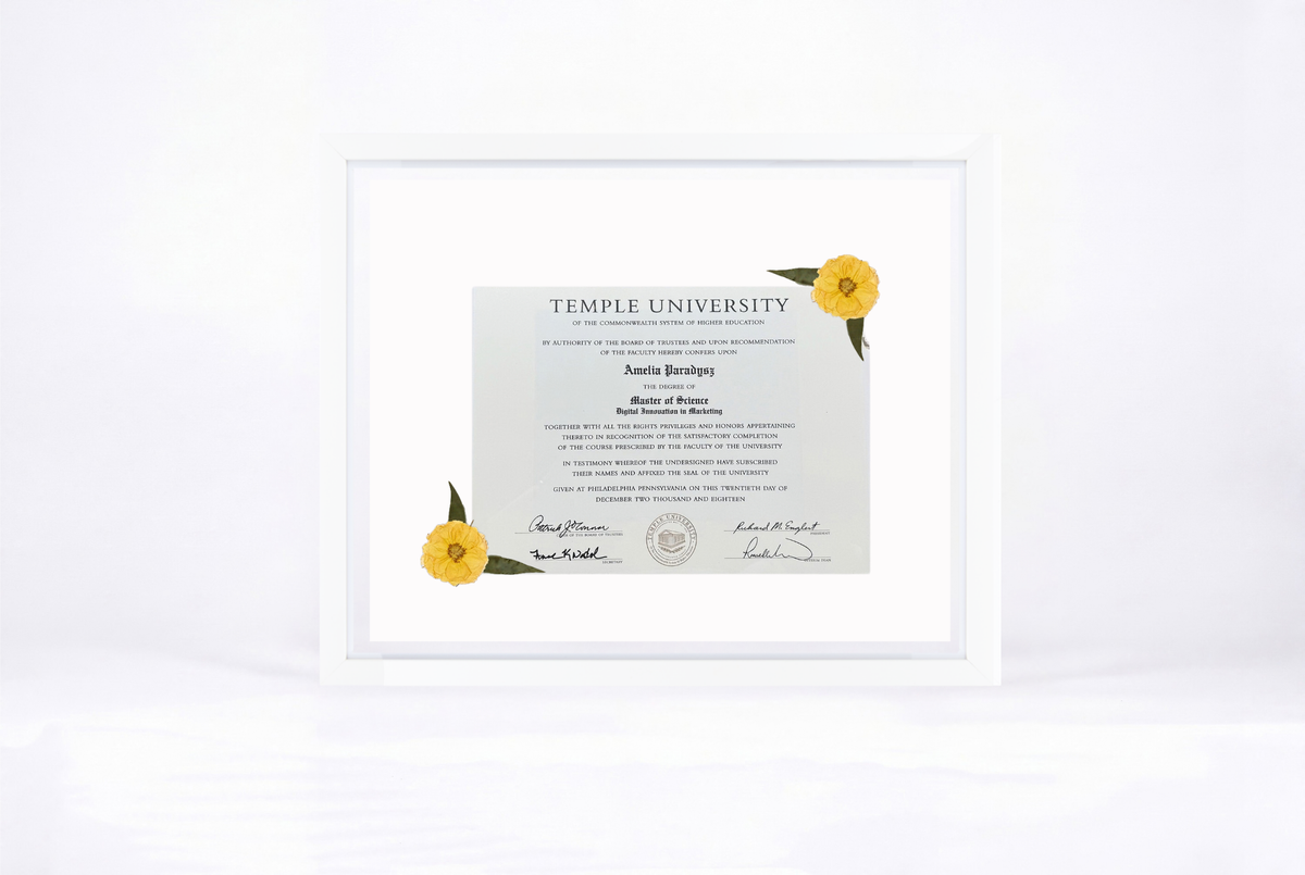 Pressed Flower Diploma Frame | 16x20 Graduation Keepsake