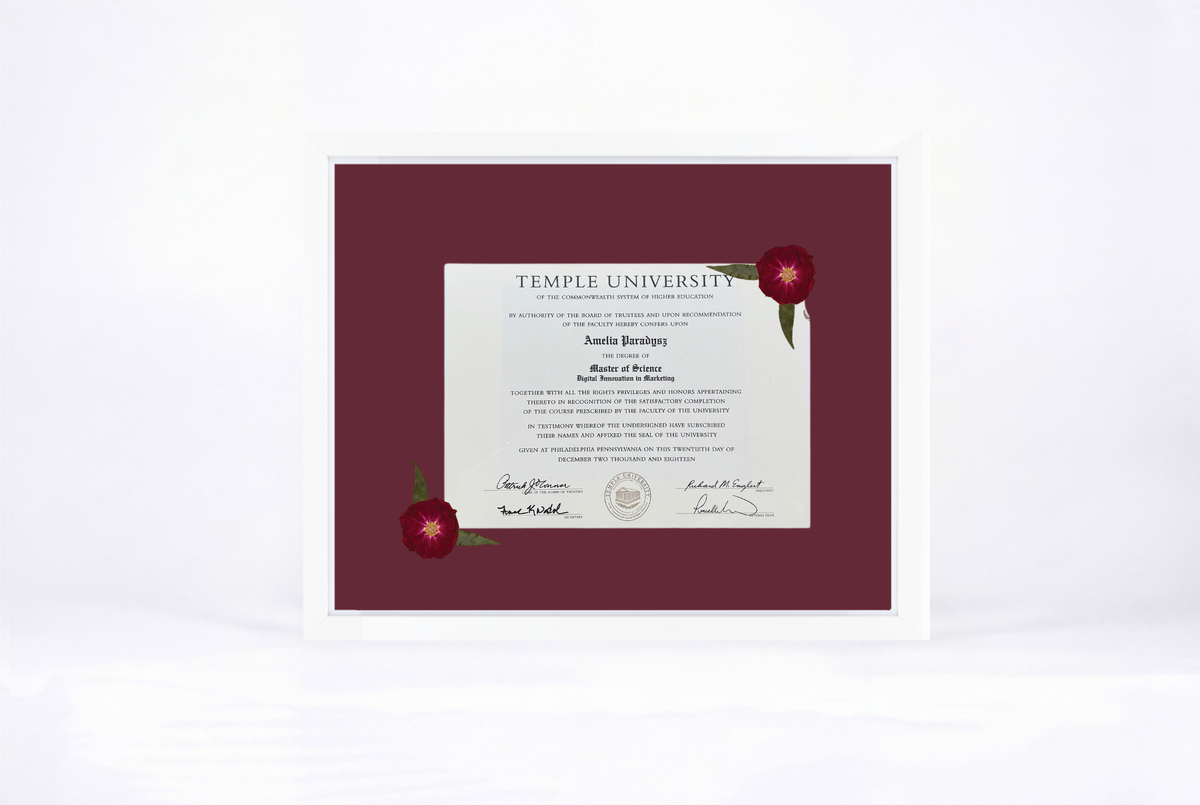 Pressed Flower Diploma Frame | 16x20 Graduation Keepsake