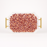 Dried Petal Confetti Resin Serving Tray with Handles | 12x16