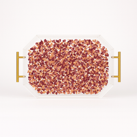 Dried Petal Confetti Resin Serving Tray with Handles | 12x16