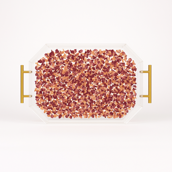 Dried Petal Confetti Resin Serving Tray with Handles | 12x16