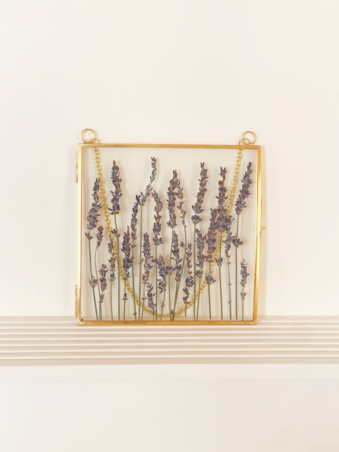 "Fields of Lavender" Pressed Flower Frame | Gold Square