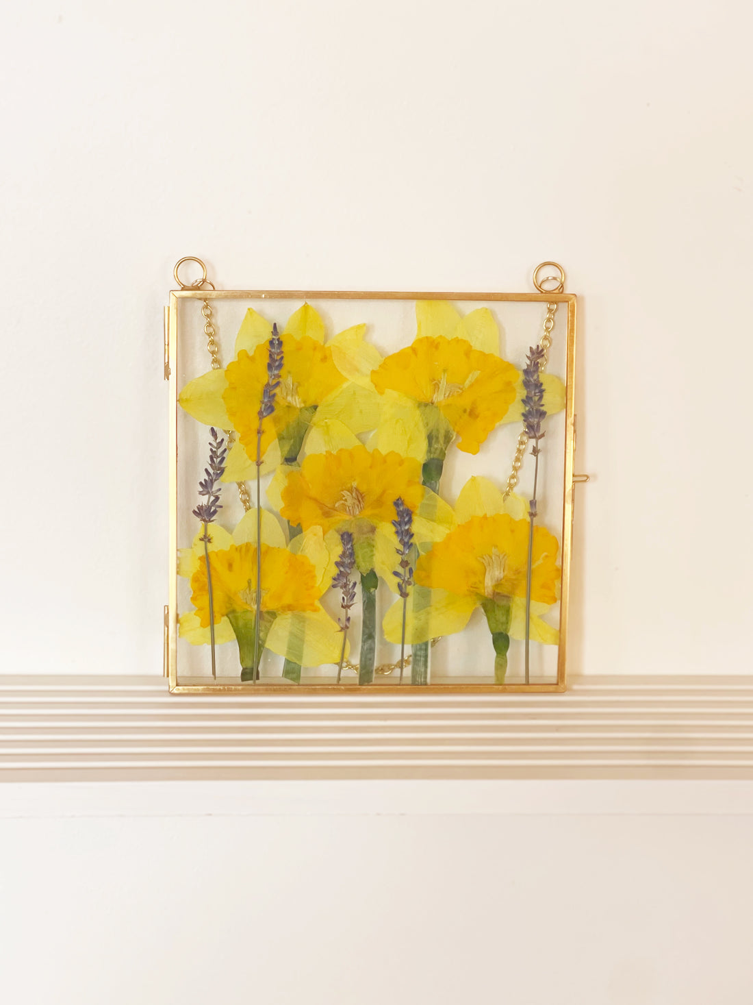 "Daffodils for Days" Pressed Flower Frame | Gold Square