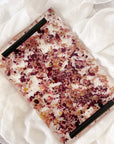 Petal confetti resin serving tray with black handles