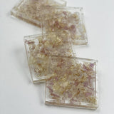 Square dried petal confetti resin coasters