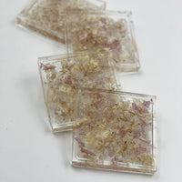 Square dried petal confetti resin coasters
