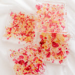 Dried petal confetti square coasters with no metallic flakes