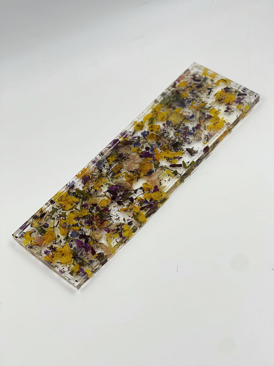 Dried Petal Confetti Resin Display Tray | 13x4