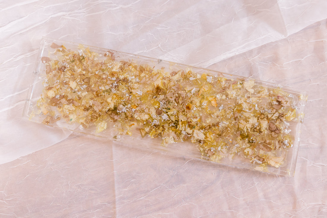 Dried Petal Confetti Resin Display Tray | 13x4