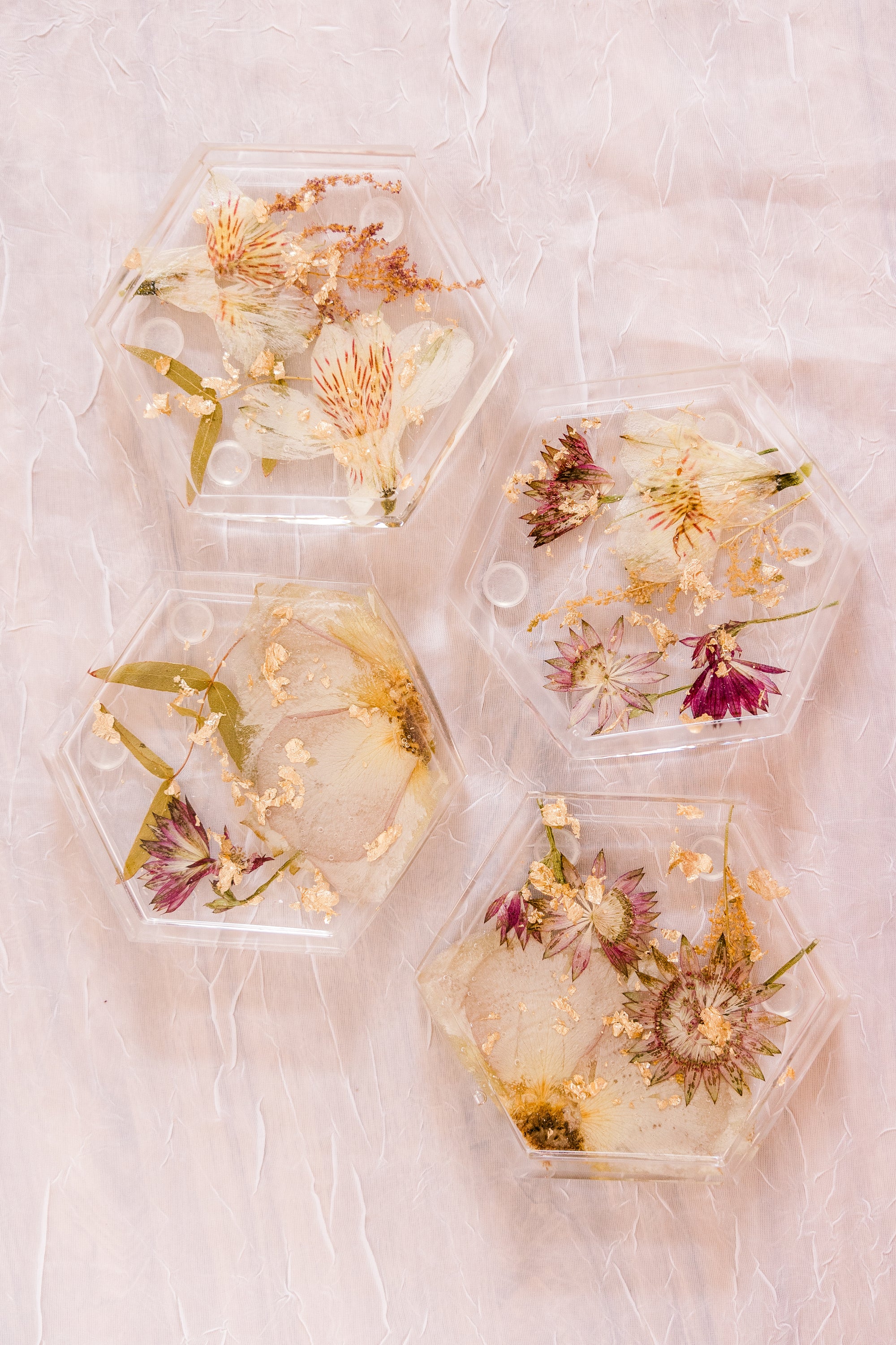 Pressed Flower Resin Coasters | 4x4 | Set of 4