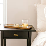 Greenery wooden resin tray on night stand with a whiskey glass and watch