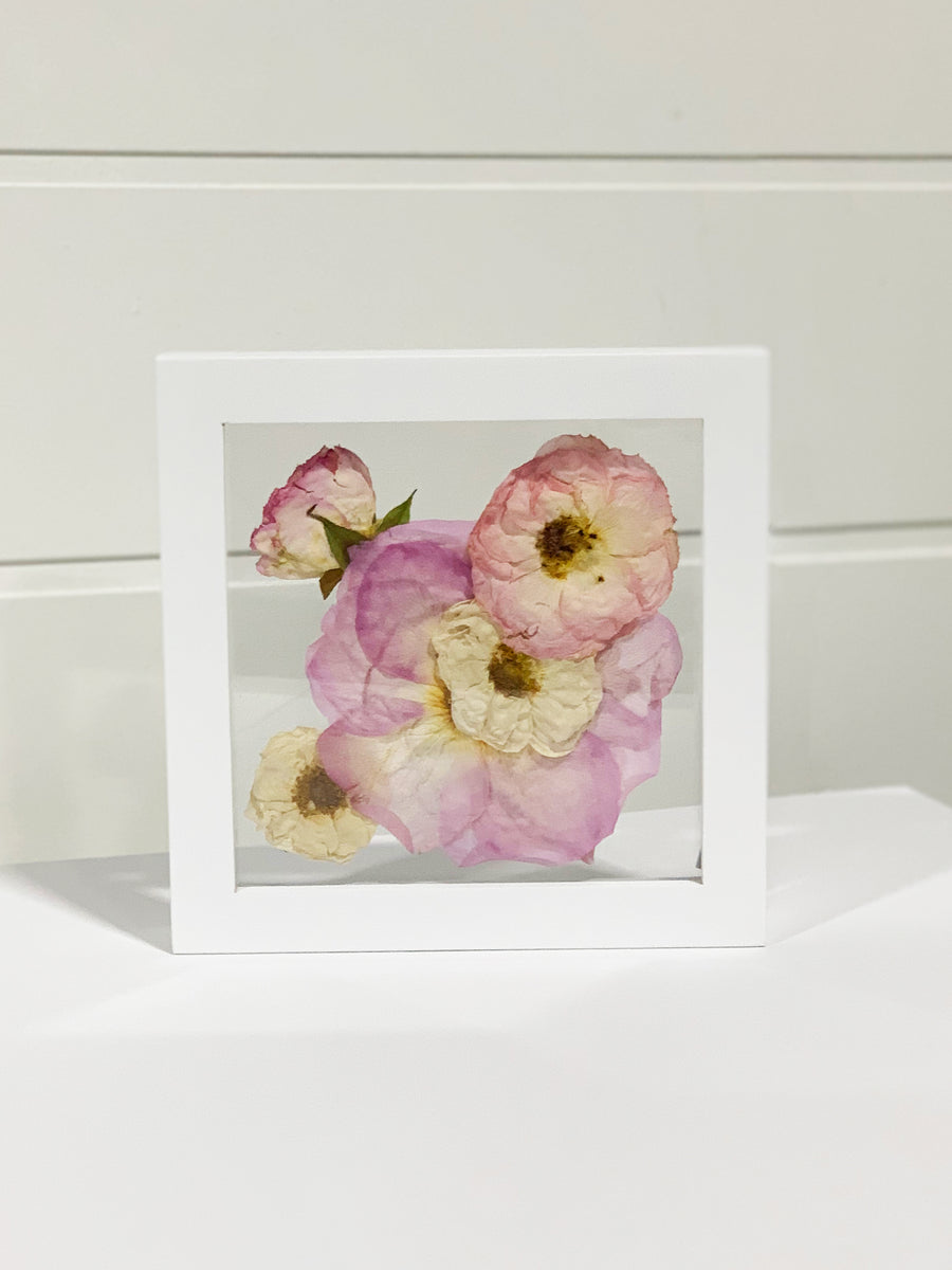 "Be Mine" | Mini Pressed Rose Bouquet in Wood Floating Frame