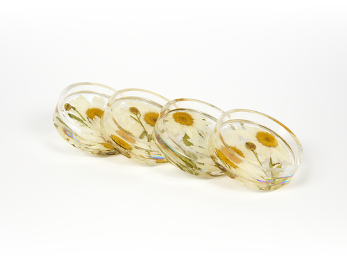 Pressed flower resin coaster set of 4 for wedding bouquet preservation