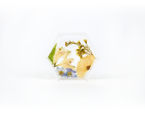 Pressed flower resin ring dish for wedding bouquet preservation